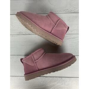 UGG Women's 10 Classic Ultra Mini Dusty Orchid Shearling Ankle Boots Booties